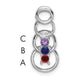 14K White Gold 3 Synthetic Stone Family Pendant, 20 x 8mm