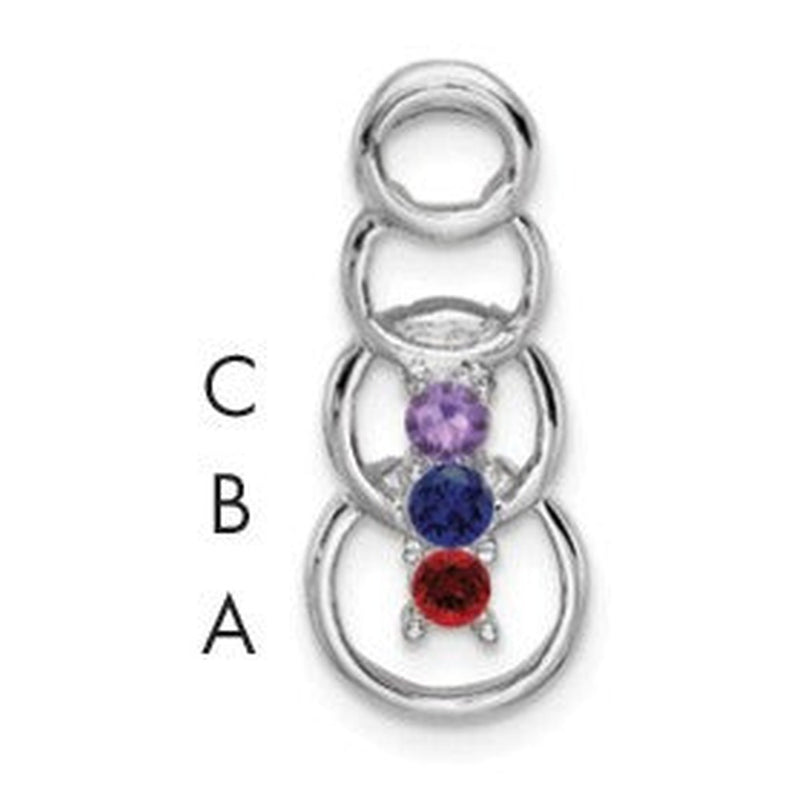 14K white gold family pendant, synthetic stone