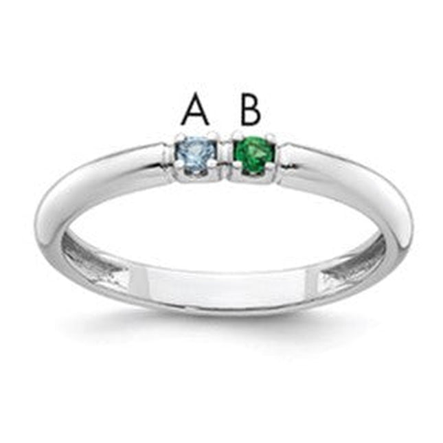 14K white gold birthstone ring, synthetic stone