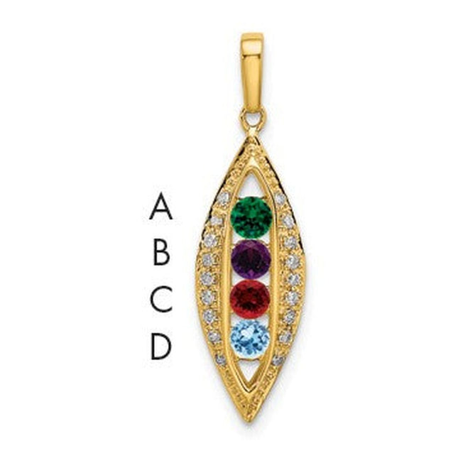 14K gold diamond family pendant