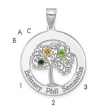 Sterling Silver/Rhod-plated 3 Birthstone with 14K Bezel Family Pendant, 29 x 25mm view