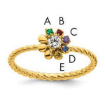 14K 5 Birthstone Flower with Diamond Mother's Ring Semi-mount view