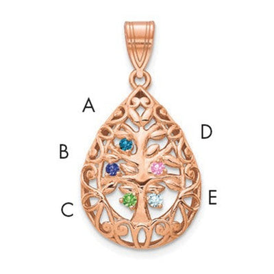 10K rose gold tree of life pendant