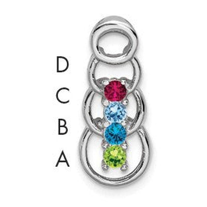 14K white gold family pendant, synthetic stone