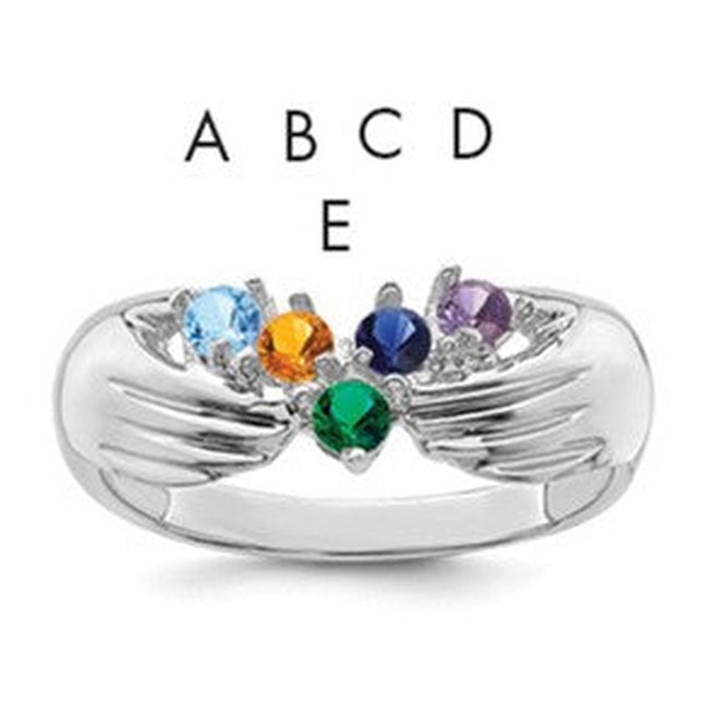 14K white gold family ring