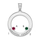 SS/Rhodium-plated 2 Birthstone Circle with SS Bezel Family Pendant