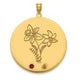 14K Yellow Gold Circle w/2 Birth Flower and Birthstone Pendant
