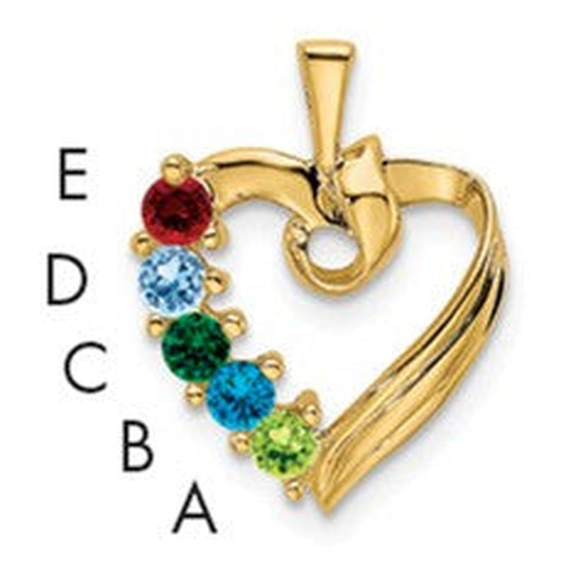 14K gold family pendant, synthetic stone