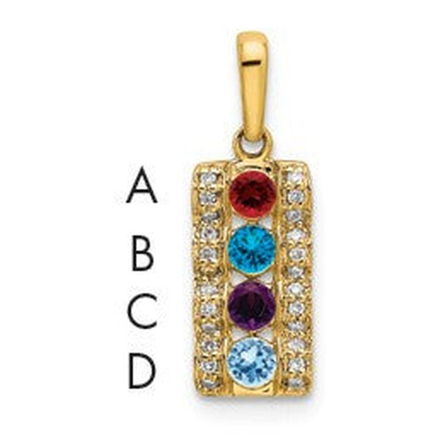 14K Family Jewelry Diamond Semi-Set Pendant, 20 x 7mm