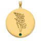 14K Yellow Gold Circle w/1 Birth Flower and Birthstone Pendant