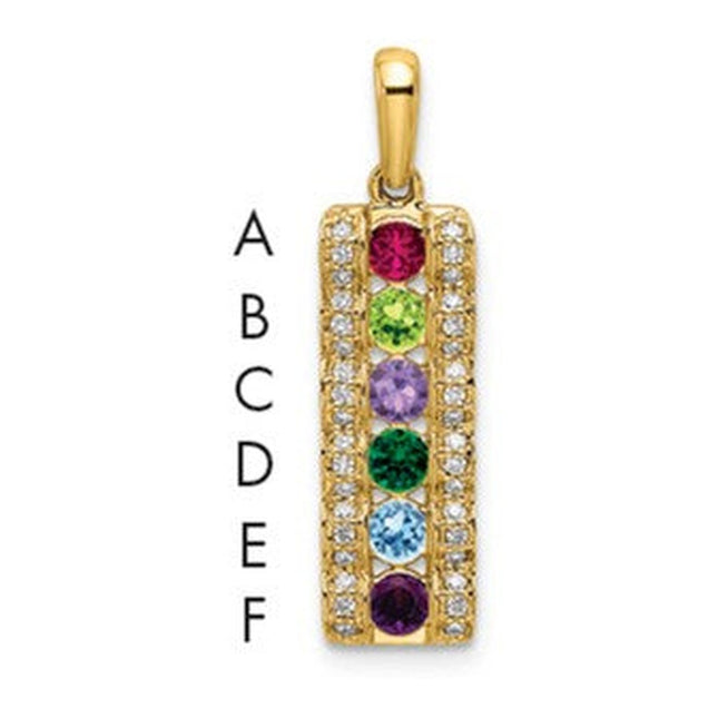14K Family Jewelry Geniune Stone & Diamond Set Pendant, 26 x 7mm