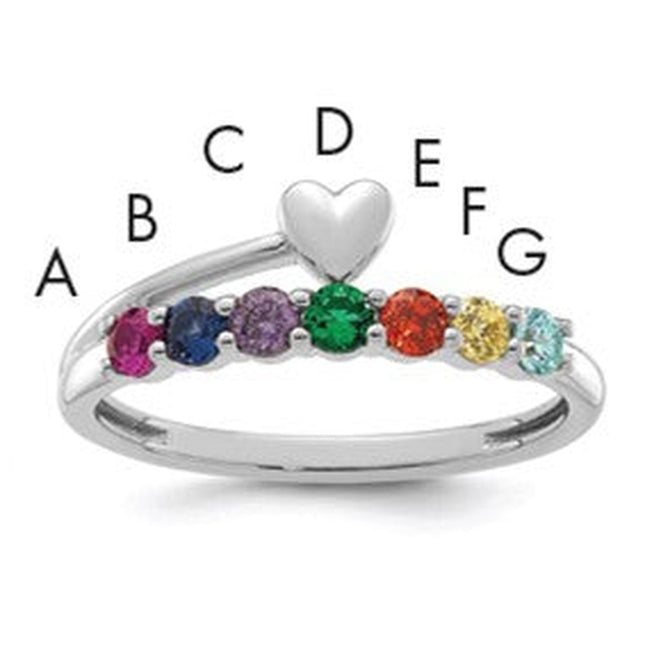 14K white gold birthstone ring, synthetic stone