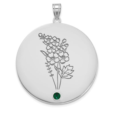 14K white gold birthstone pendant