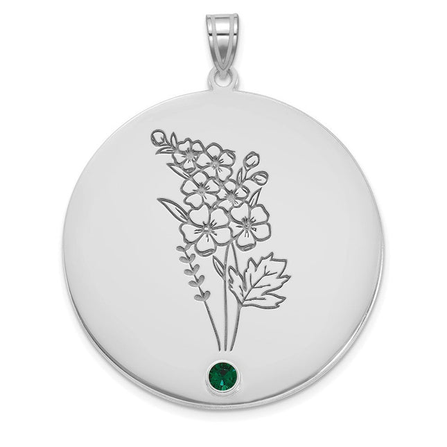 14K white gold birthstone pendant
