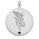 14K White Gold Circle w/1 Birth Flower and Birthstone Pendant