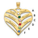 14K Yellow Gold 6-Name w/Birthstones w/14K Bezel Cut Out Heart Pendant