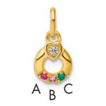 14K Dia Heart w/ 3 Birthstone Mother's Circle Pendant Semi-Mount view
