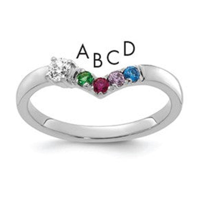 14K white gold diamond birthstone ring, synthetic stone
