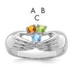 14K White Gold 3 Synthetic Stone Family Ring view
