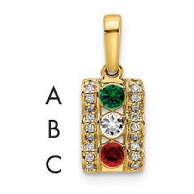 14K Family Jewelry Diamond Semi-Set Pendant, 17 x 7mm