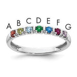 14K White Gold Genuine 7 Birthstone Mother's Ring view
