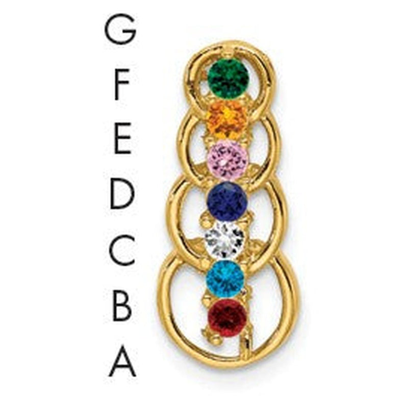 14K yellow gold family pendant, synthetic stone