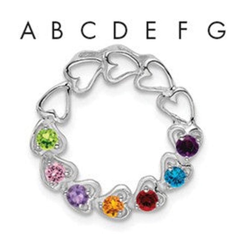14K white gold family pendant, synthetic stone