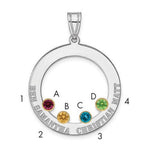 SS/Rhod-plated 4 Birthstone Circle with 14K Bezel Family Pendant view