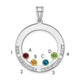 SS/Rhod-plated 4 Birthstone Circle with 14K Bezel Family Pendant