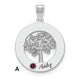 14K White Gold Family Tree Circle 1 Names & Birthstones w/ 18K Rhodium Plated Bezel