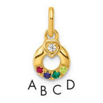 14K Dia Heart w/ 4 Birthstone Mother's Circle Pendant Semi-Mount view
