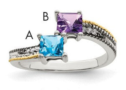 Sterling silver diamond mother ring