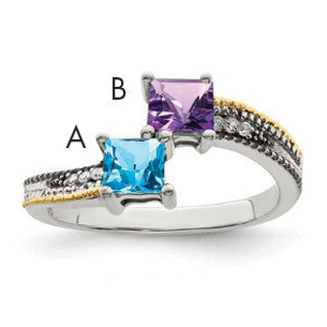 Sterling silver diamond mother ring