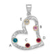 SS/Rhod-plated 5 Birthstone Heart with 14K Bezel Family Pendant