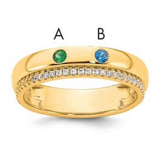 14K gold diamond birthstone ring, synthetic stone