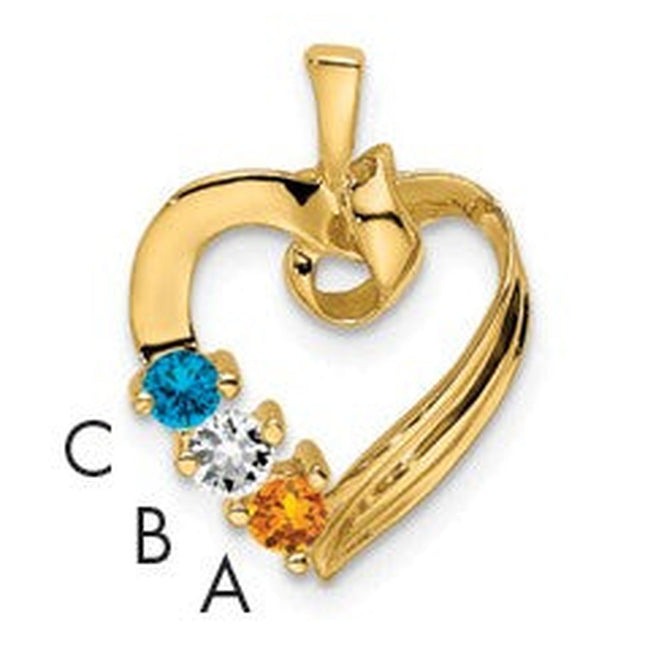 14k 3 Synthetic Stone Family Pendant, 20 x 8mm