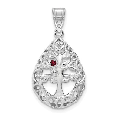 14K white gold tree of life pendant