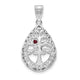 14K White Gold 1 Birthstone Tree of Life Tear Drop Pendant