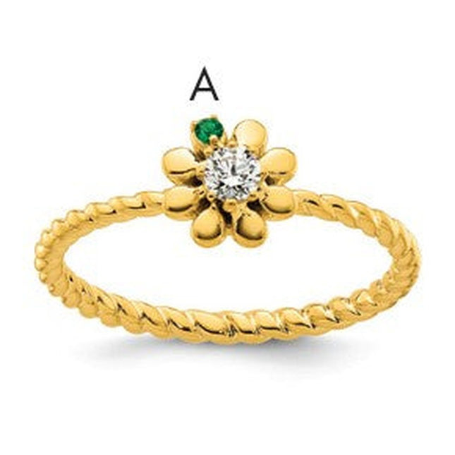 14K gold diamond birthstone ring