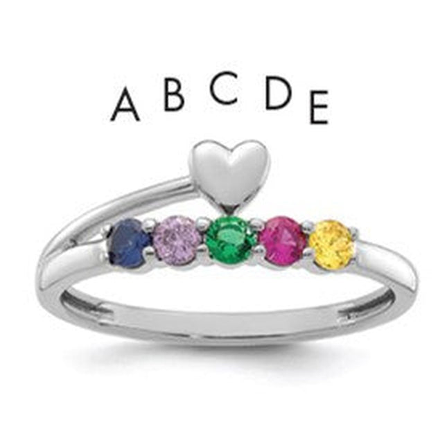 14K white gold birthstone ring, synthetic stone