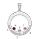 SS/Rhodium-plated 3 Birthstone Circle with SS Bezel Family Pendant