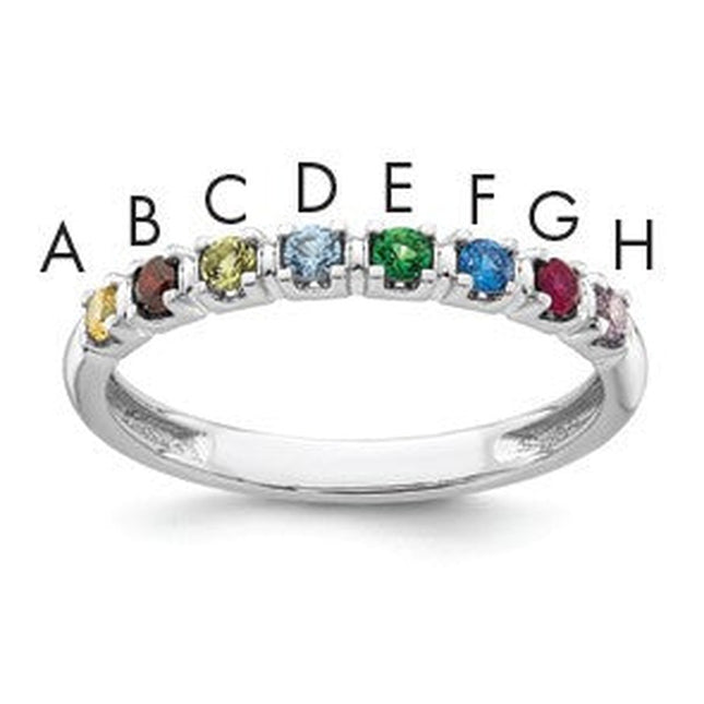 14K white gold birthstone ring, synthetic stone