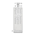 14K White Gold 6 Name Family Pendant view