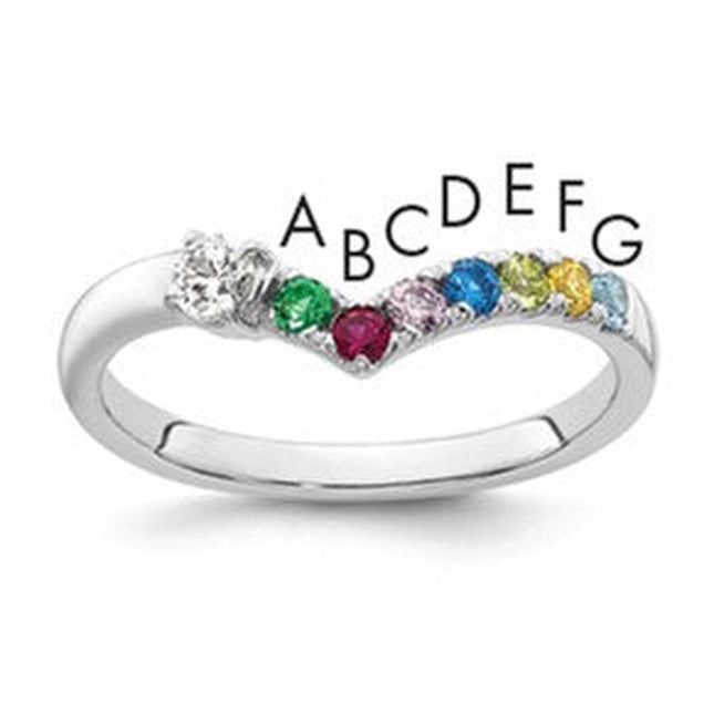 14K white gold diamond birthstone ring, synthetic stone