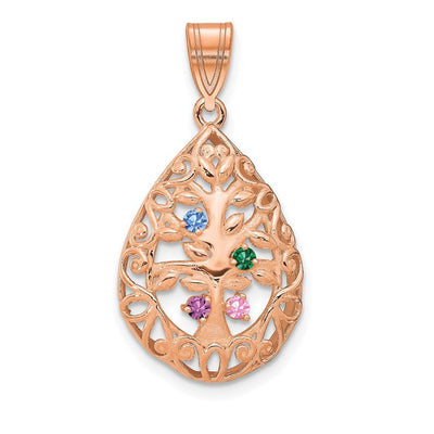14K rose gold tree of life pendant