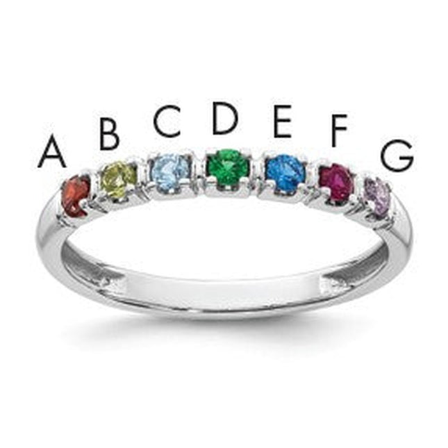14K white gold birthstone ring, synthetic stone