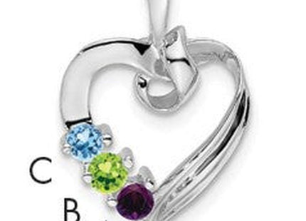 14K white gold family pendant