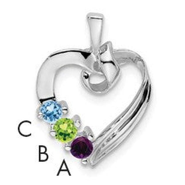 14k White Gold 3 Stone Family Pendant Mounting, 19 x 13mm