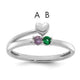 14K White Gold Heart with 2 Synthetic Birthstone Mother's Ring