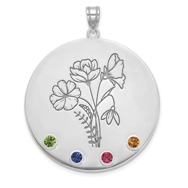 14K white gold birthstone pendant